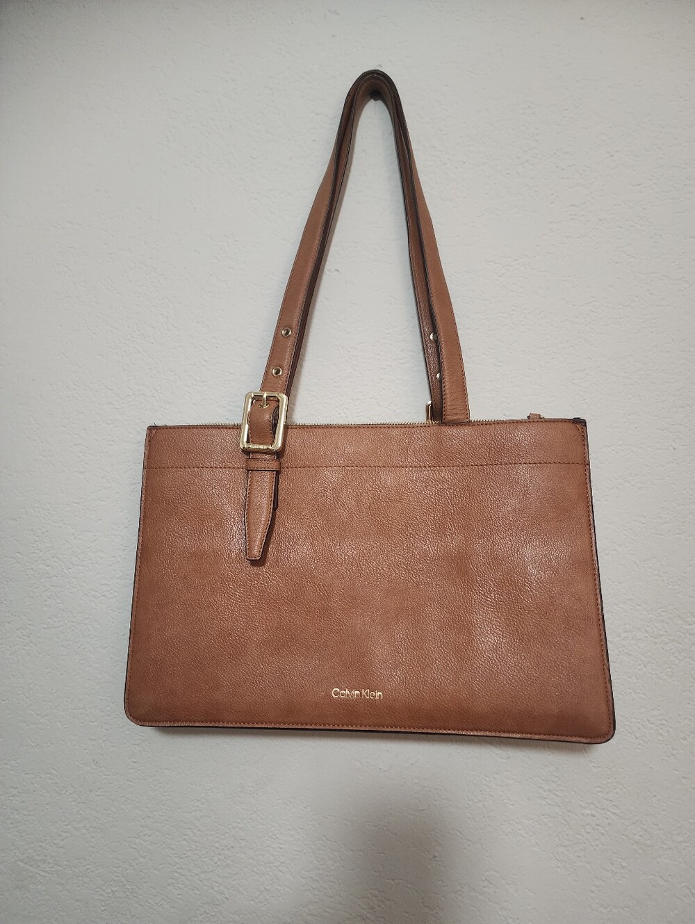 Calvin Klein Tan Leather Shoulder Tote